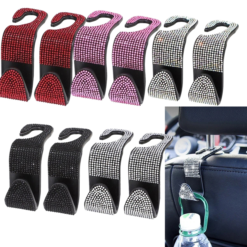 Car Accessories Hanging - 2 Rhinestone Car Seat Back Hook