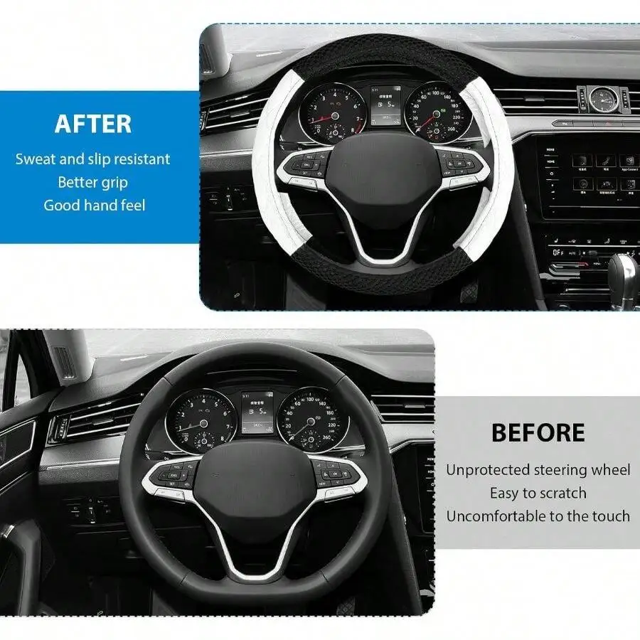 Steering Wheel Cover - Car Steering Wheel Cover Anti-Slip Leather