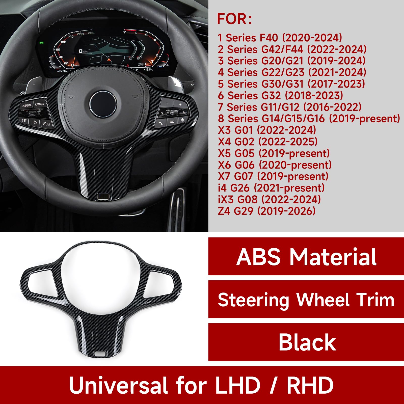 Carbon Fiber Style ABS Steerin – Steering Wheel Cover recenzja i cena