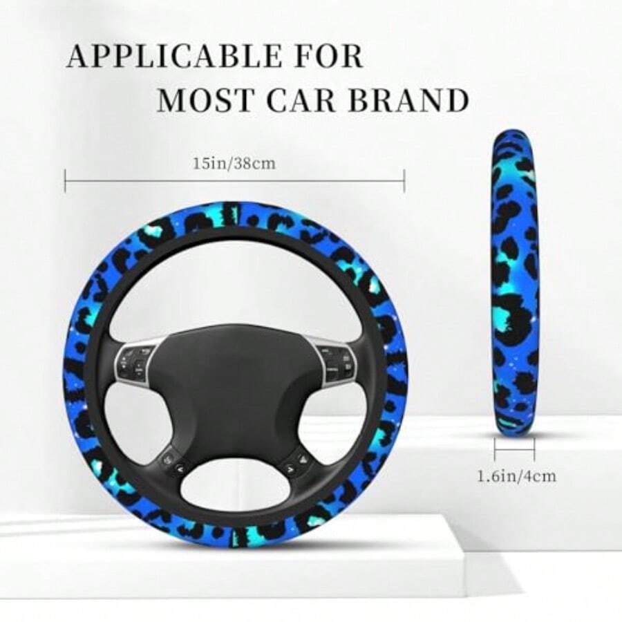 Blue Leopard Print Steering Wh – Steering Wheel Cover recenzja i cena