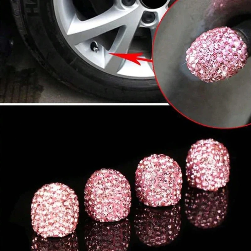2/4PCS Diamond Car Tire Valve  – Steering Wheel Cover recenzja i cena
