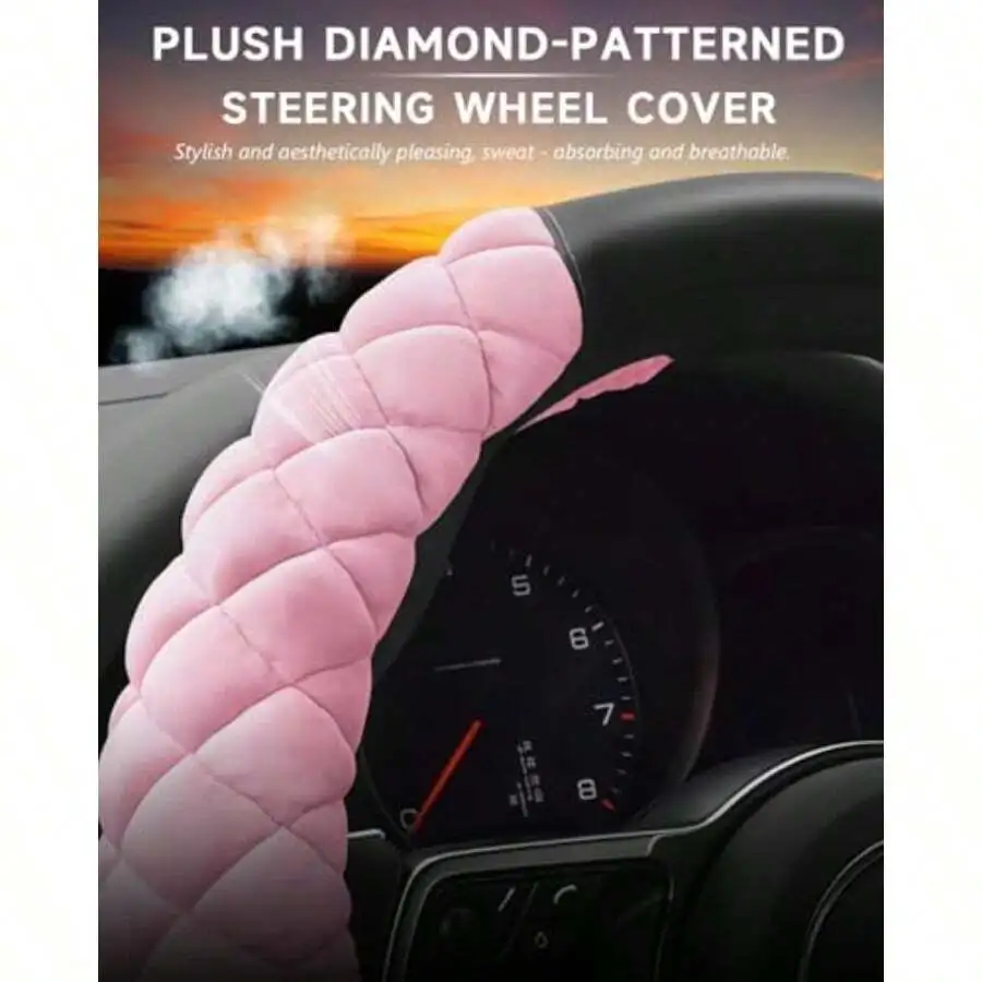Plush Diamond-Patterned Steeri – Steering Wheel Cover recenzja i cena
